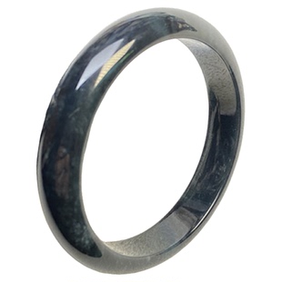 隆慈缘原矿A货翡翠55mm手镯冰糯种深黑乌鸡手镯玉石手镯