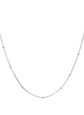 纯银18k镀金圆珠十字侧身项链