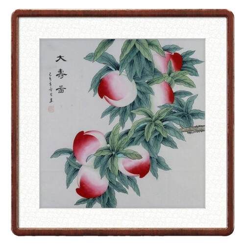寿桃仙桃祝寿国画工笔画纯手绘装饰画送礼顾雪芳三尺四尺斗方GG