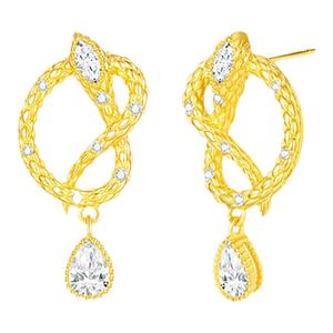 周大生DC蛇结之花纯银耳饰生肖蛇爱心缠绕S925银耳钉礼物送女友