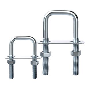 镀锌方型U型管卡直角螺栓螺丝卡扣抱箍加长固定连接件方形M6M8M10