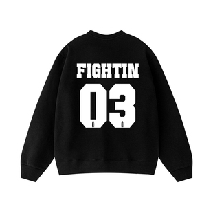 FIGHTINGOOSE美式街头弹孔数字印花圆领卫衣男2025新款情侣装上衣