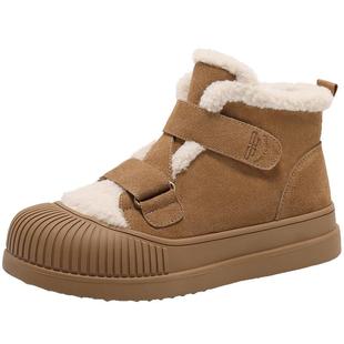 百丽女鞋厚底雪地靴女冬季新款保暖加绒毛毛短靴棉鞋子D1S1DDM4