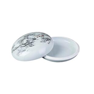 光祖带印泥景德镇印泥盒朱砂印泥特大号印缸素面瓷盒篆刻印盒文房