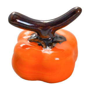 可爱柿子筷子架镇纸笔搁笔架陶瓷小摆件瓷器笔托茶宠创意礼物桌面