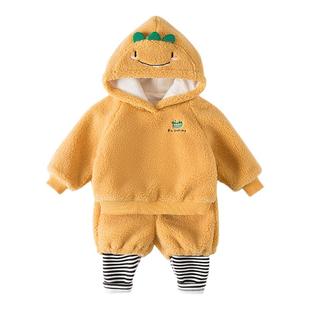 男童加绒套装2025新款女童秋冬两件套小童加厚保暖衣服儿童冬装潮