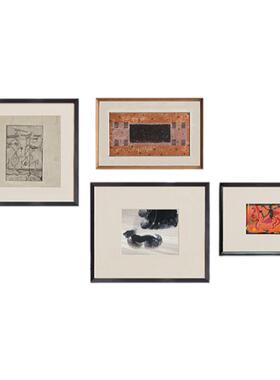 如影随形  中古组合挂画黑白复古小众客厅玄关卧室法式餐厅装饰画