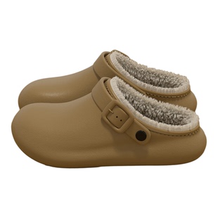 两点浪漫勃肯拖鞋男女2025新款防水防滑毛绒保暖时尚包头外穿棉拖