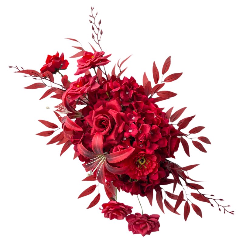 婚礼紫色仿真绢花壁挂花