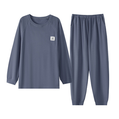 套服睡衣男冬季德绒套头圆领简约