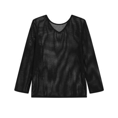 SLY 夏季新品慵懒风V领镂空宽松针织罩衫上衣女030ISY30-1631