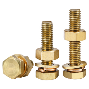 黄铜外六角螺丝螺母平弹垫片套装螺栓加长组合螺钉M3M4M5M6M8-M12