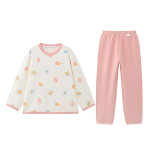 全棉时代儿童春秋季华夫格家居服男女孩宝宝睡衣裤纯棉a类套装