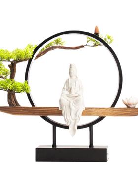 陶瓷客厅高级感电视柜灯圈摆设