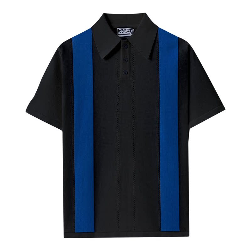 2026夏外贸条纹针织T恤男商务休闲撞色修身短袖polo衫Men T-shirt