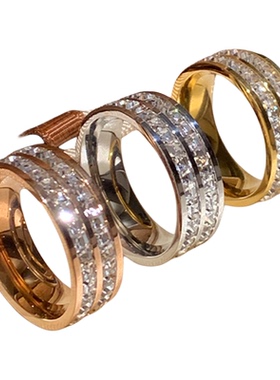 双层满天星钛钢戒指女轻奢闪耀感