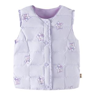 波姆熊库洛米羽绒马甲轻薄2025秋冬季新款星戴露儿童坎肩女童马夹