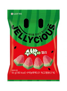 lotte韩国进口乐天西瓜软糖果汁夹心形宝石桃VC橡皮QQ儿童零食品