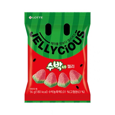 lotte韩国进口乐天西瓜软糖果汁夹心形宝石桃VC橡皮QQ儿童零食品