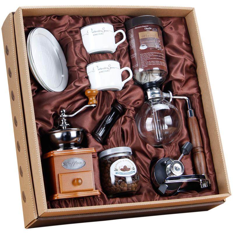 复古虹吸式咖啡壶磨豆机手动蒸汽煮耐高温玻璃壶节日礼品套装礼盒