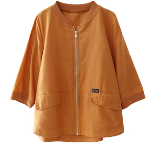 绿素棉 薄款亚麻短外套 女大码夏极细纯麻凉爽透气七分袖防晒上衣