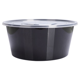 一次性餐盒圆形带盖塑料外卖打包米饭盒可微波加热快餐具便当汤碗