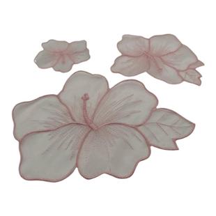 粉色蕾丝刺绣布贴欧根纱花朵羽绒裙子布贴衣服手缝修补装饰补丁