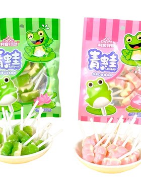 青蛙棒棒糖水果味白桃味棒棒糖8090后儿时童年怀旧网红万圣节糖果