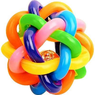 七彩铃铛猫狗玩具球软韧