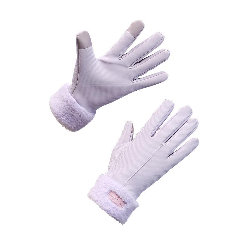 保暖加绒防风防水触屏可爱手套女