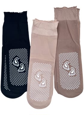 夏季防滑点胶底松口按摩短钢丝袜
