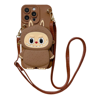 卡通小怪兽包包斜跨挂绳手机壳