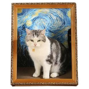 世界名画猫窝猫抓板一体油画画框猫窝猫咪蒙娜丽莎diy猫抓板窝