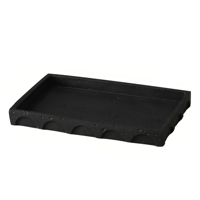 中古洞石质感托盘桌面摆件收纳