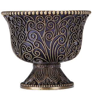 黄铜高脚掐丝尼泊尔工艺供杯贡水碗净水杯供碗八供养家用供奉用品