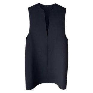 双面羊毛连衣裙女装春秋欧洲站老钱风气质极简v领无袖马甲背心裙