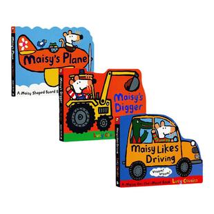 英文原版maisy小鼠波波绘本交通工具单词书生活初体验Maisy's bus巴士Tractor拖拉机Digger小老鼠Race Car/Sailboat游戏