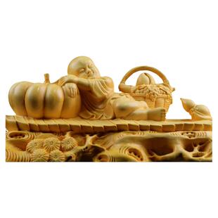 正宗府大叶黄杨木雕好年头创意实木客厅工艺品家居装饰人物摆件