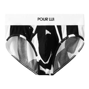 璞履 男士黑标长绒棉罗纹中腰涂鸦印花三角内裤 POUR LUI UDW135