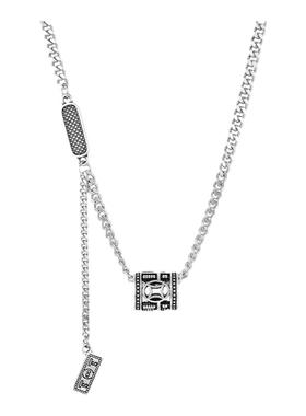 韩版小众转运珠吊坠项链男款个性做旧算盘毛衣链女锁骨链饰品装饰