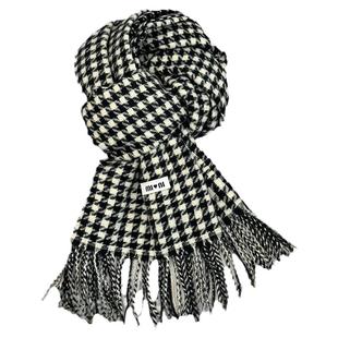 黑白千鸟格子围巾冬季女款2025新款秋冬季高级感围脖韩系披肩两用