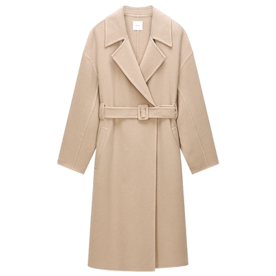 OCHIRLY欧时力驳领腰带毛呢大衣