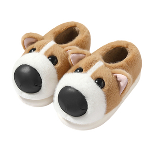 可爱柯基包跟棉拖鞋女2025新款冬季情侣居家防滑毛绒拖鞋男款外穿