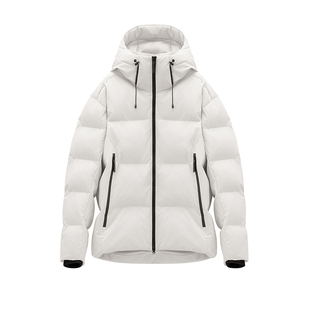 LAGOGO灰米色气质韩系棉服女拉谷谷2025年冬季新款连帽加厚棉衣