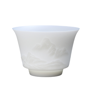 妙莲天香羊脂玉瓷茶杯主人杯高端陶瓷品茗杯家用功夫茶具客杯单杯