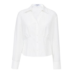 【留白】Vero Moda衬衫2026春季新款翻领收腰短款衬衫百搭显瘦