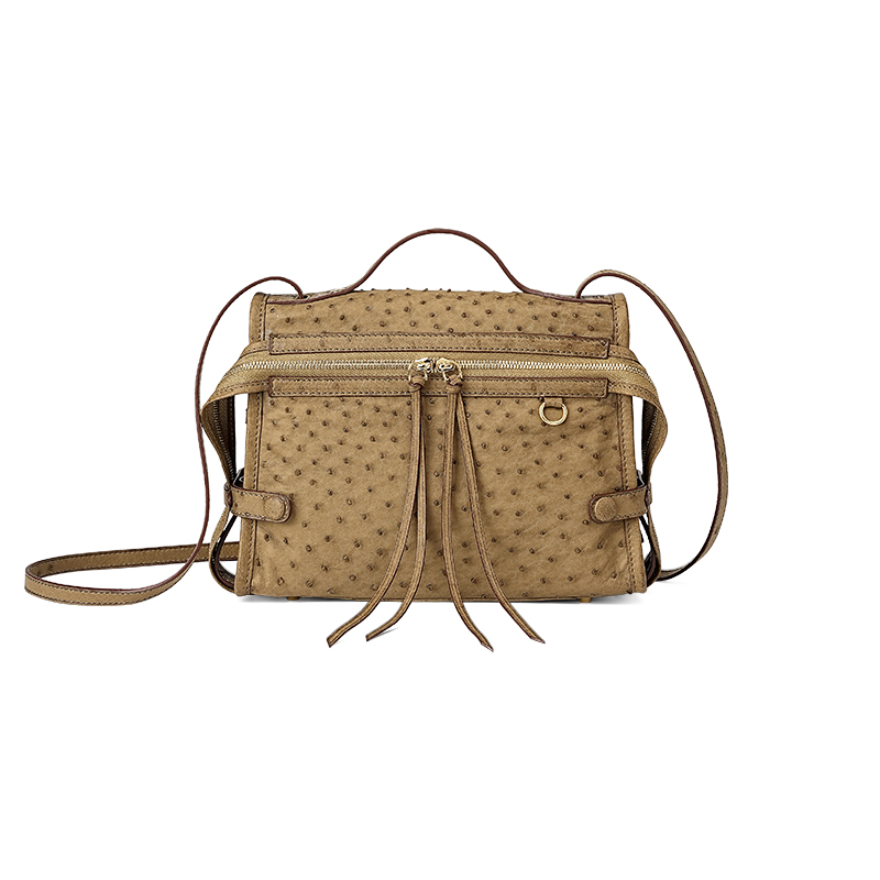 CUISL崔氏/新款定制微笑笑脸小斜挎包鸵鸟皮拉链单肩斜挎包包女