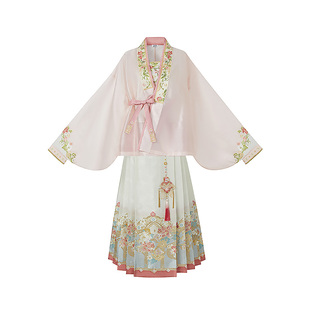 云藏月绣 博古桃花 原创明制粉色少女国风马面裙汉服女套装春夏秋