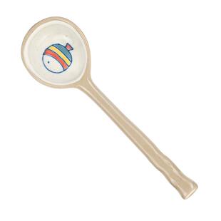 摩登主妇陶瓷小勺子长柄高颜值家用喝汤调羹汤匙可爱创意粗陶汤勺