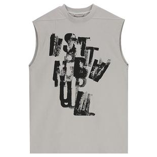 【鹿晗同款】VANN VALRENCE无袖T恤男女美式复古印花涂鸦坎肩背心